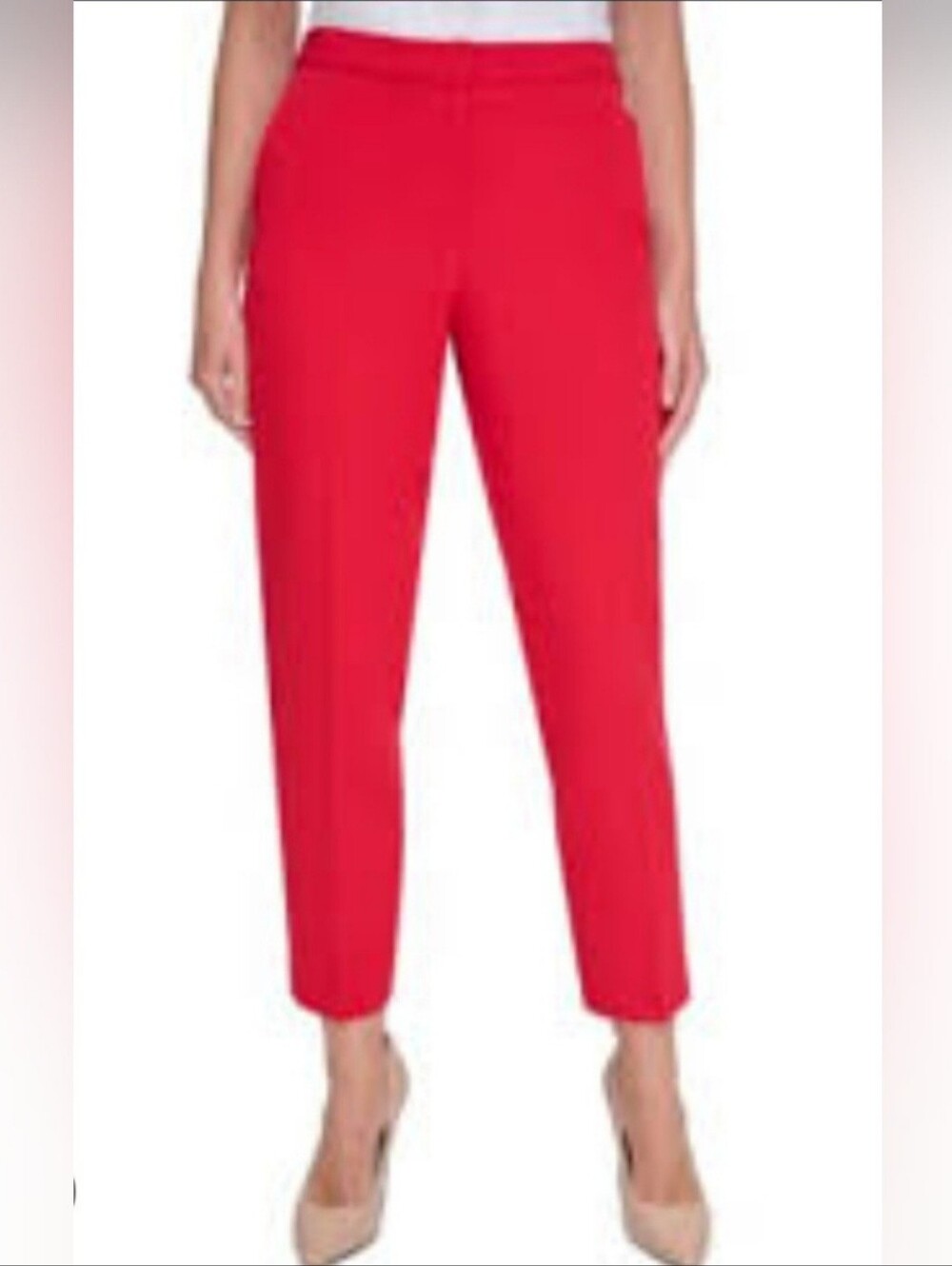Tommy Hilfiger Red Cropped Slim Trousers
